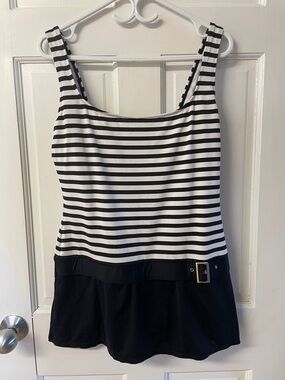 Beach House striped swim dress with belt detail women’s size 16